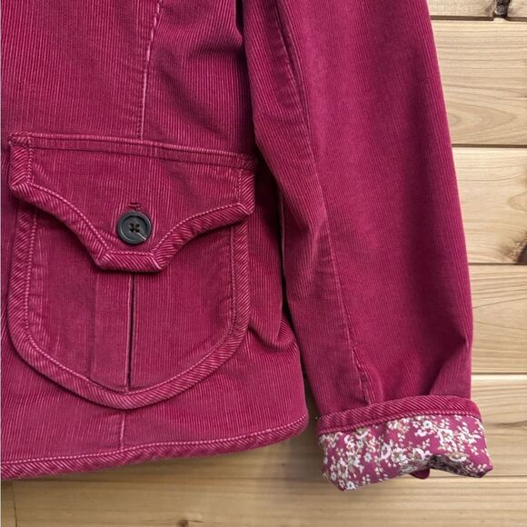 Y2K GAP Size Small Pink Corduroy Floral Lined Button Front Spring Jacket - Picture 5 of 16